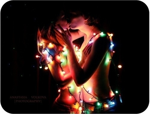 couple in lights